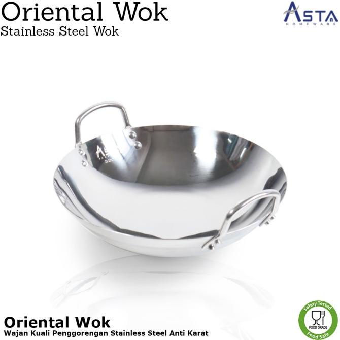 Asta Kuali Wajan Penggorengan Stainless steel - Oriental Wok Size 32CM