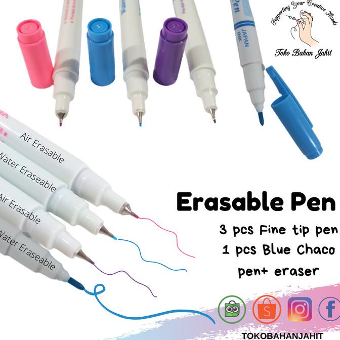 

Ready oke] Erasable Pen Set ( 3 Fine Tip+ 1 Chaco Eraser )