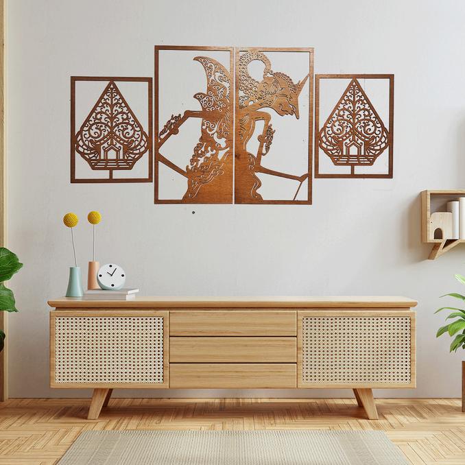 Hiasan dinding kayu motif wayang