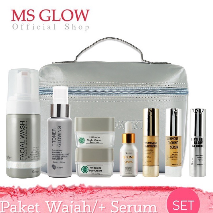 Trx 3u8Ti MS GLOW All Produk Paket Wajah Free Pouch Kosmetik/BB/Ecer Whitening Night Cream/Luminous/