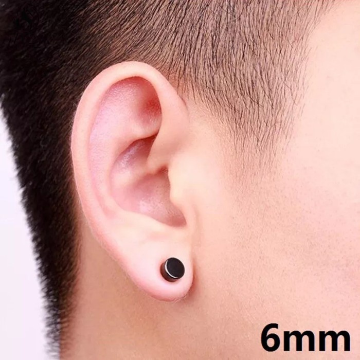 EXCLUSIVE ANTING MAGNET HITAM / ANTING MAGNET TITANIUM / ANTING MAGNET PRIA 6 MM - HITAM