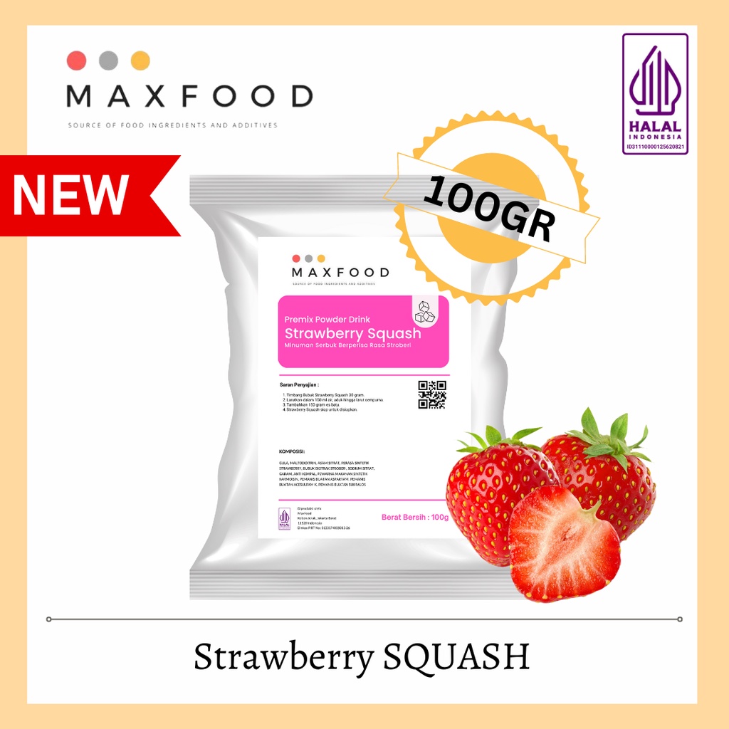

MAXFOOD - Strawberry Squash / Bubuk Minuman Squash Rasa Stroberi 100 Gr