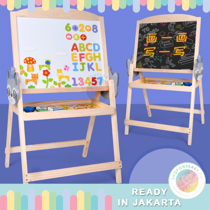 

Bestseller Papan Tulis Magnet Berdiri 2 Sisi 2 In 1 Kids Fun White Black Board