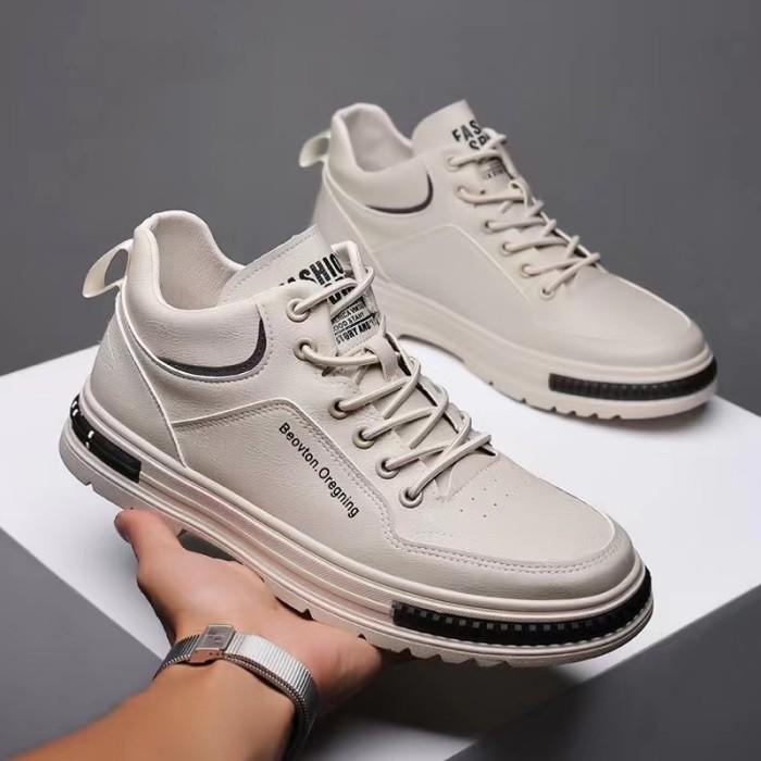KEEPING SEPATU SNEAKERS PRIA KREM SEPATU CASUAL PUTIH TRENDY TERBARU