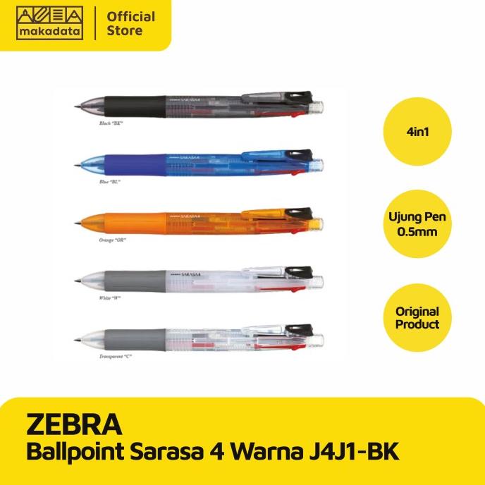 

:=:=:=:=] NEW Bolpoint Zebra Sarasa 4 Warna | Zebra Sarasa J4J1-BK