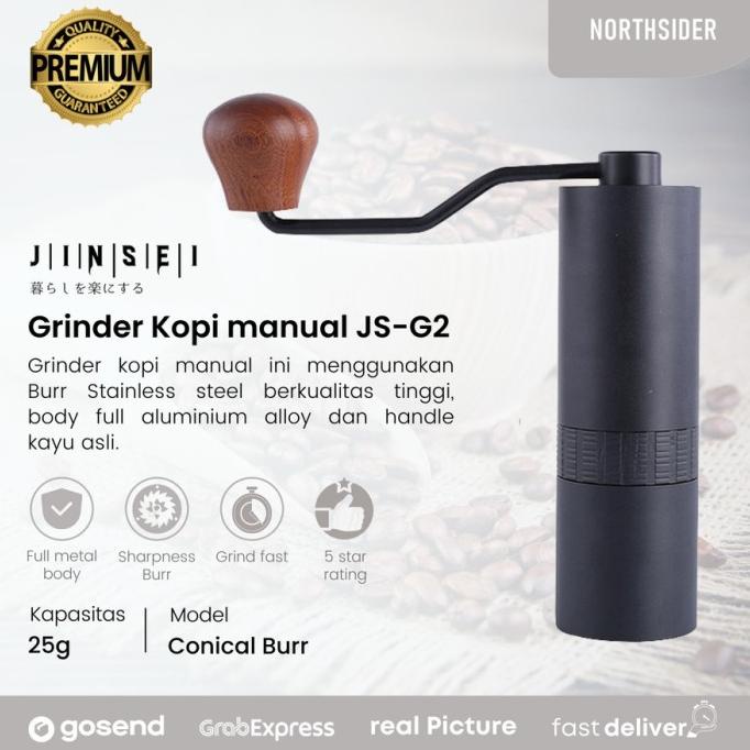 HAND COFFEE GRINDER KOPI MANUAL METAL BODY STAINLESS STEEL BURR JS-G2