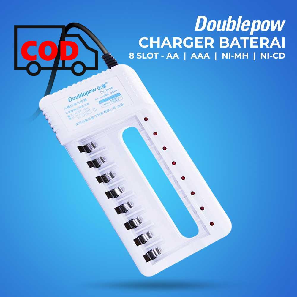Charger Isi Ulang Baterai 8 slot AA AAA Ni-MH Ni-CD Lampu Indikator EU Plug Anti Panas Konslet Korsl