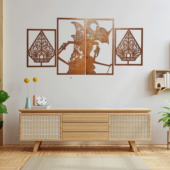Hiasan dinding kayu motif wayang