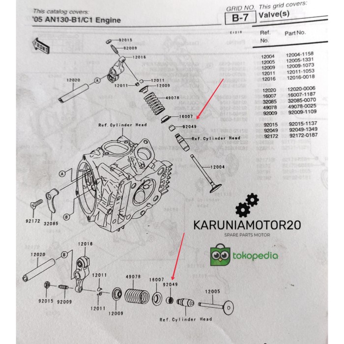 Seal Sil Klep Set Zx 130/Athlete/Blitz Original Kawasaki 92049-1349