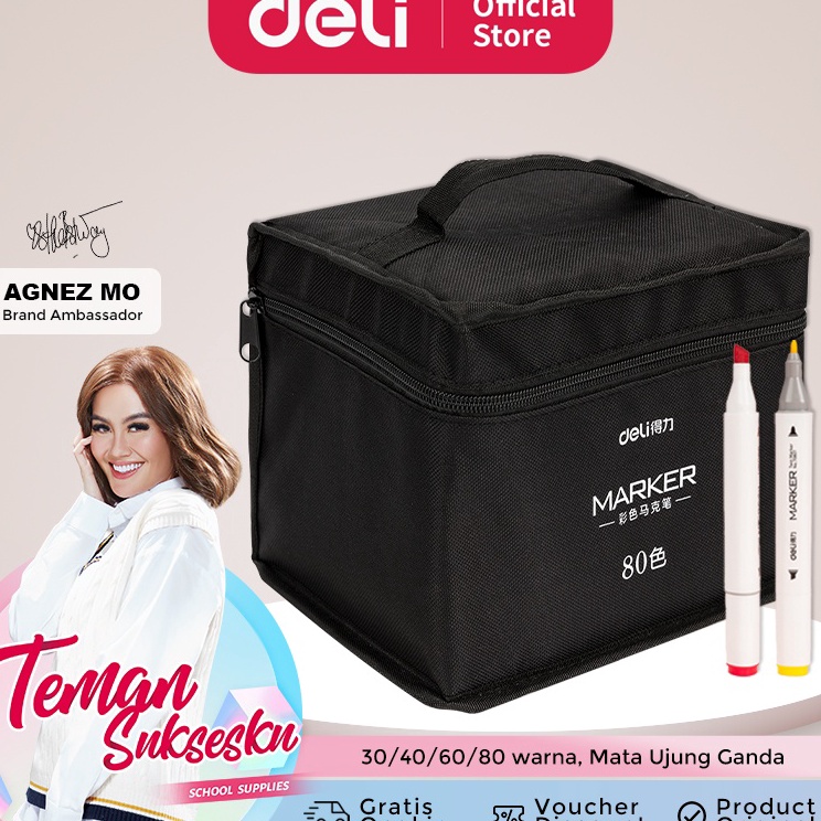 

✨11.11✨ Deli Color Marker With Bag Spidol Warna Dengan Tas 30/40/60/80 Warna 70807