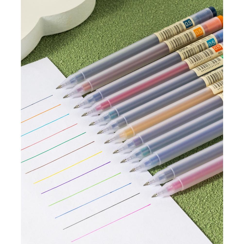 

8.8 [Discount] Deli School Gel Pen / Pulpen Gel 0.5 Mm 12 Warna Penulisan Halus Eg119-12C New !!