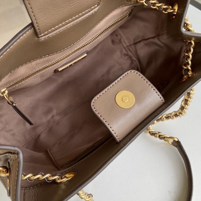 Terjangkau [Original] Tory Burch Fleming Soft Tote Bag Classic Taupe Olshopanesti