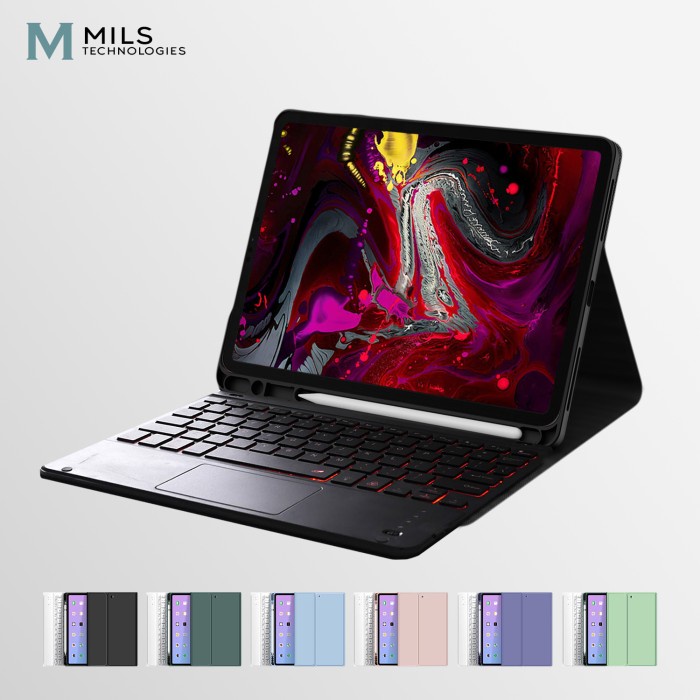 Terlaris Mils Rgb Backlit Touchpad Keyboard Case Ipad 7 8 9 Pro 11 Air 4 5 M1 - Pink, Ipad 7/8/9