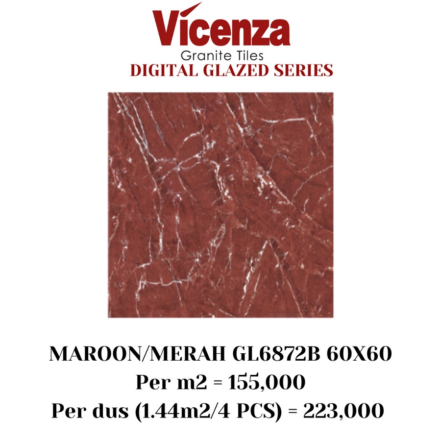 Keramik Granit Granite Tile Lantai Digital Glazed Merah 60x60