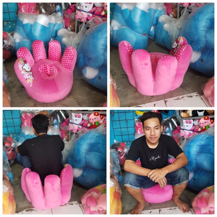REALPIC SOFA KURSI KARAKTER BONEKA HELLO KITTY PINK FANTA ANAK DEWASA