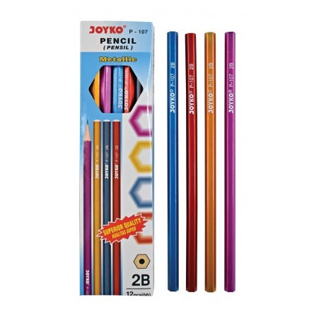

Joyko Pencil P-107 (2B) Metalic ( 1 Pack - 12 Pcs ) ( IRRA STORE )