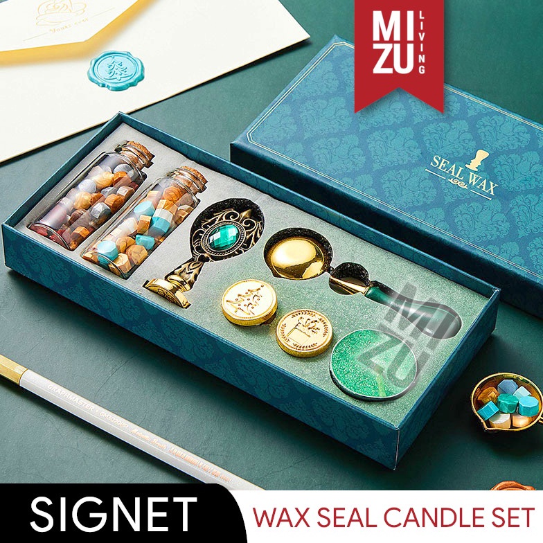 

Terbaru MIZU SIGNET Letter Wax Seal Set Aesthetic Calligraphy Companion Lilin Cap Stempel V8D