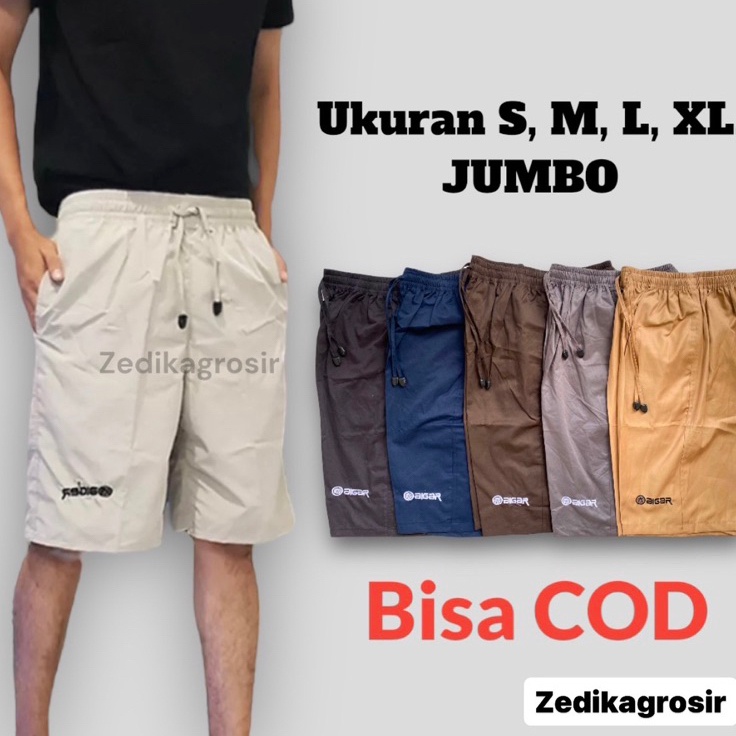 Laris Celana Pendek Pria Size Dewasa Kolor Santai Bordir 3/4 Polos Sogo Katun