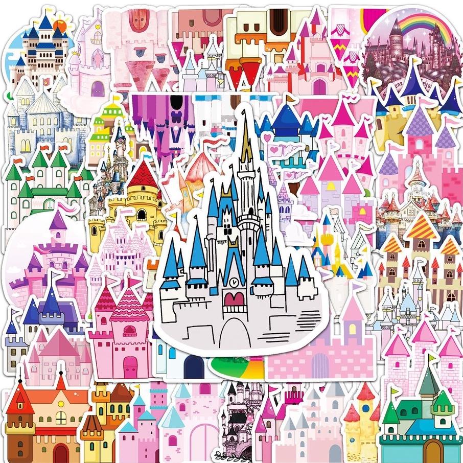 

Terbaik 6Pcs Princess Castle Kastil Istana Mainan Graffiti Sticker Vinyl Import Waterproof Diy Hp Motor Helm Mobil