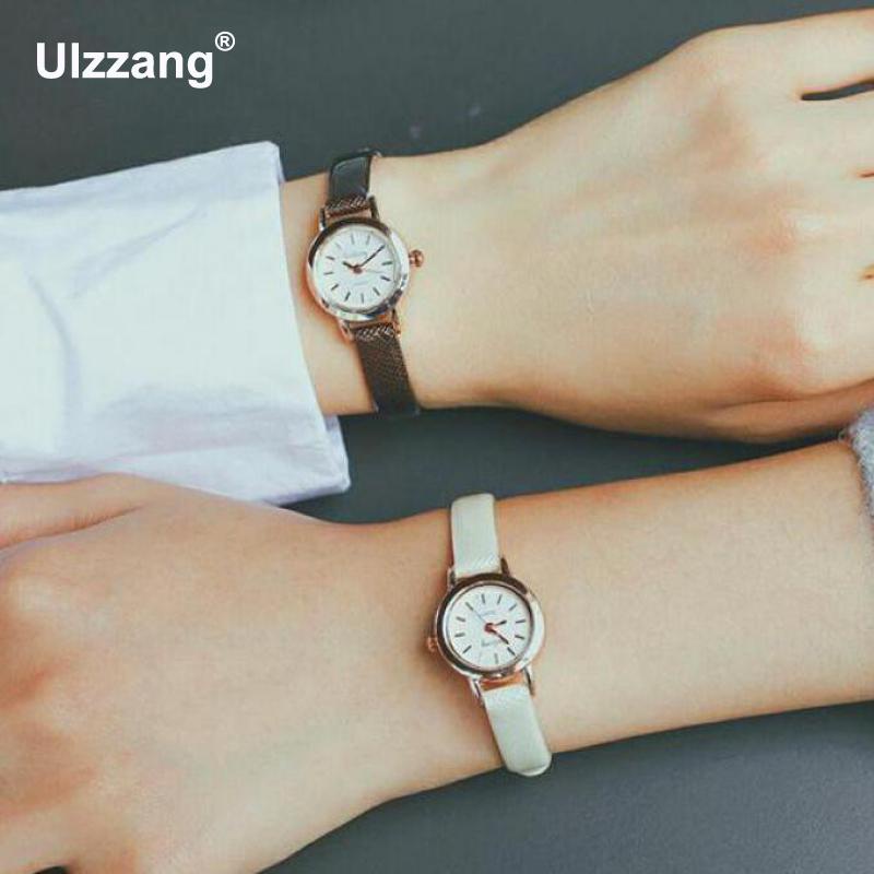 ❤Ulzzang Small Dial Vintage Leather Women's Watches Casual Charm Ladies Wristwatches Simple Style Qu