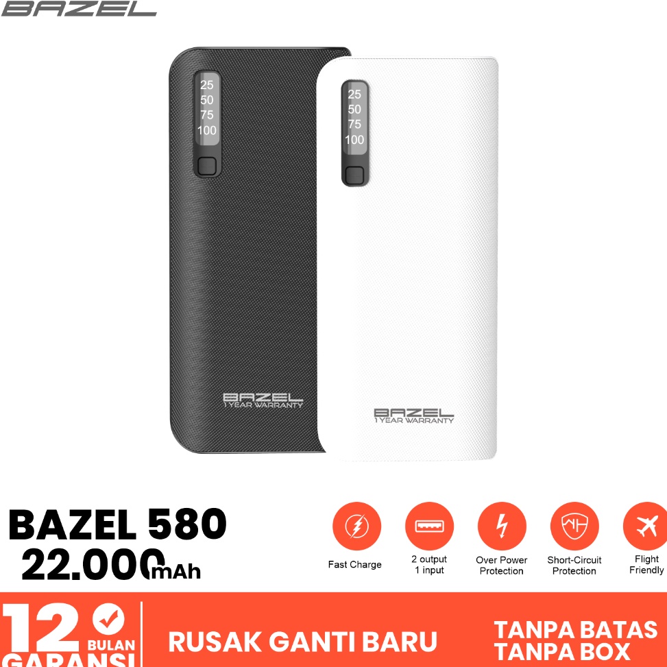 Recomended.. Bazel 580 Series  Powerbank 22000 mAh Digital Display  Small Power Bank Garansi Resmi 1