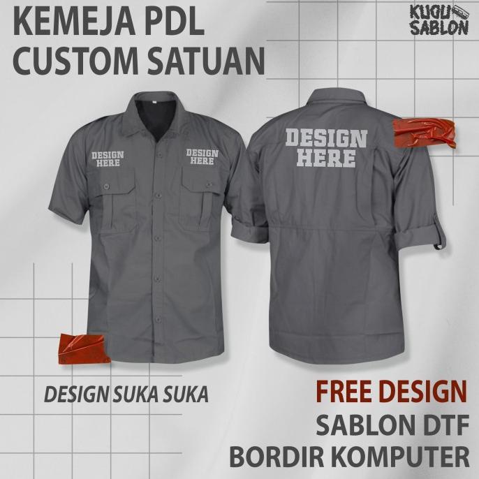 KEMEJA PDL LENGAN PENDEK CUSTOM BORDIR SATUAN DESIGN SUKA SUKA