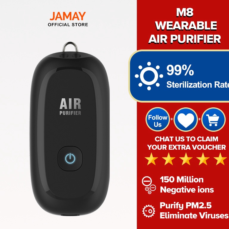SALE TERBATAS. JAMAY M8 Air Purifier Personal Ionizer Portable Purifier Kalung Necklace Ion Negatif