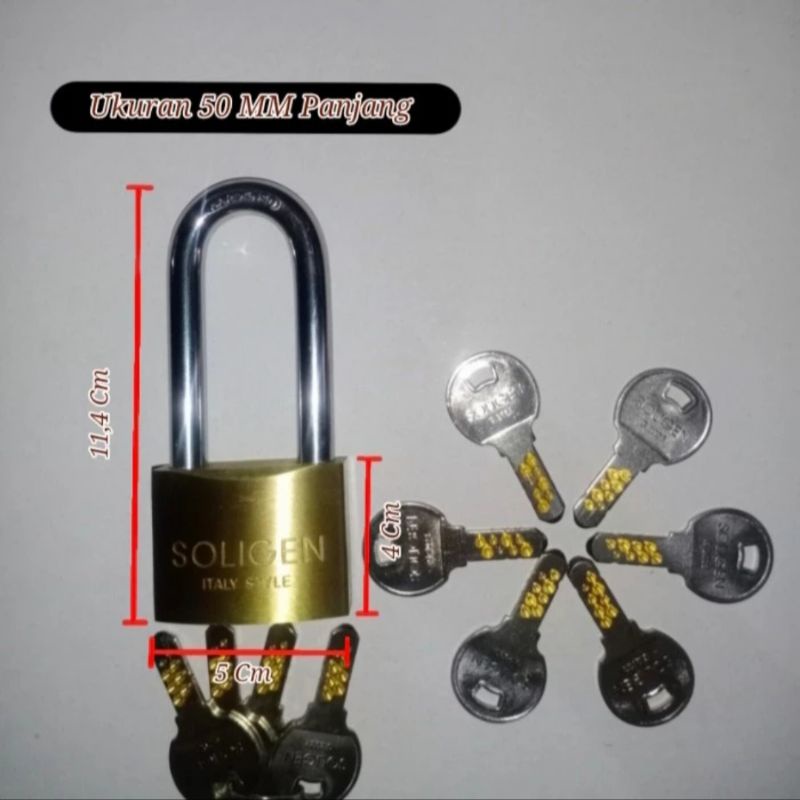 Gembok Soligen 50mm Panjang pagar multifungsi