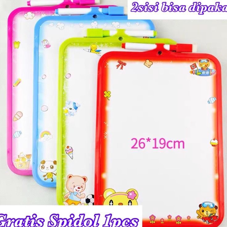

⚡GROSIR⚡ [300gr] T792 | Papan Tulis Mini 19x26cm / Colurful White Board / White Board Wipe and Clean Free Spidol Penghapus