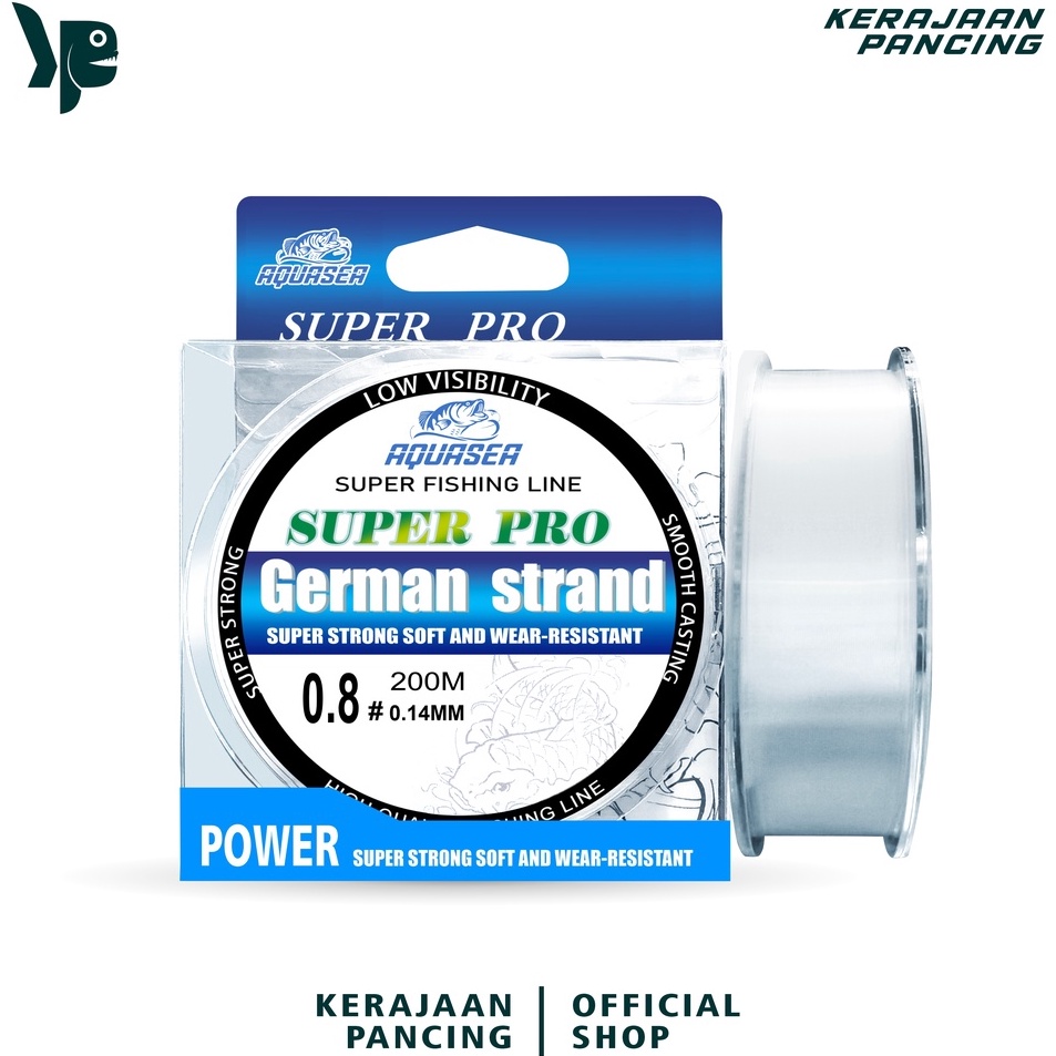 ❈BRp KERAJAAN PANCING - Senar Pancing Germany Aquasea Panjang 200m  Nilon Warna Putih Senar Set Pera
