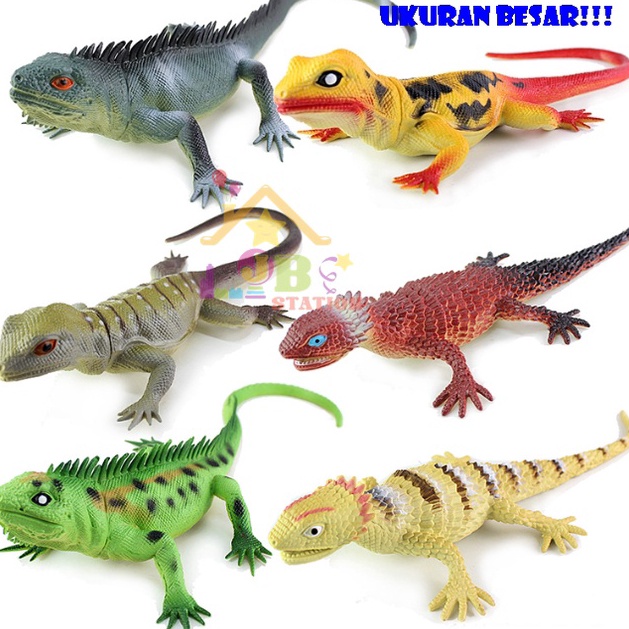 ｀ Mainan Anak Hewan Reptil Kadal Cicak Karet Dipencet Bunyi Bersuara Kualitas Premium UKURAN BESAR 6