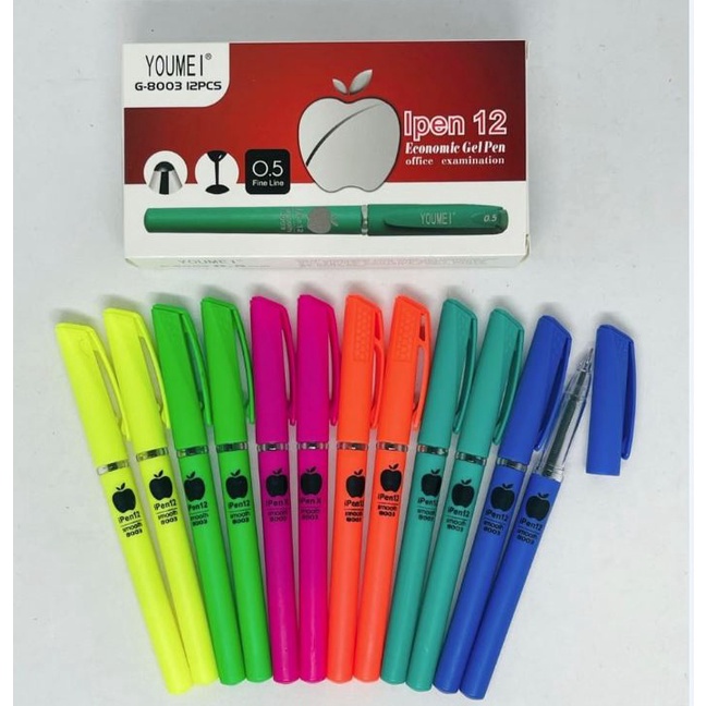 

5.5 COD (12pcs) Pulpen Gel Apel / Pen Ipen Murah / Bolpen Apple 0.5mm