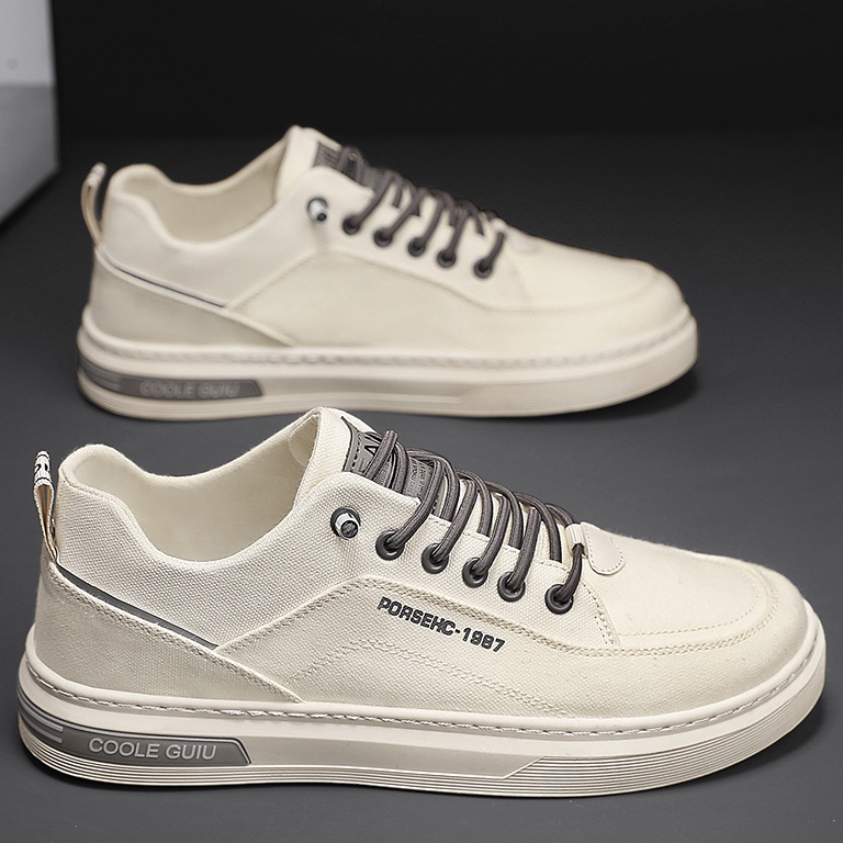 TERLARIS. Highland Sepatu Pria Impor Putih Sepatu Casual Kanvas Slip on Pria Sneakers Cowok Olahraga