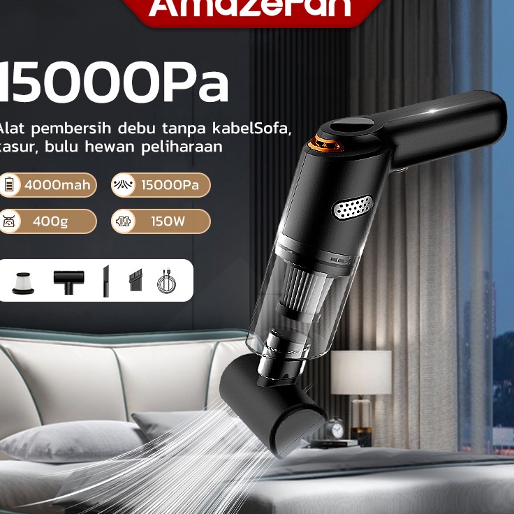 ➛ AmazeFan Vacum Cleaner portable alat Penyedot Debu mobil listrik15000Pa Mini Wireless vacuum clean