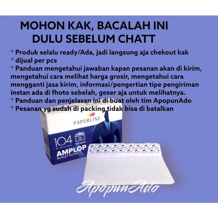 

Amplop putih ukuran 70x110 mm