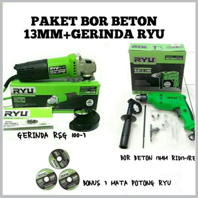 Paket Mesin Bor 13Mm +Gerinda Tangan Ryu