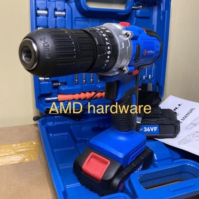 Mesin Bor Beton Tembok Cordless Impact Drill Set 13Mm Baterai 36V Jld