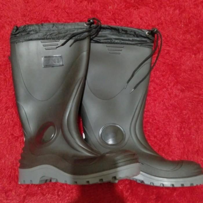 Original Sepatu Boots Boot Karet Hitam Tali Jatah Tni