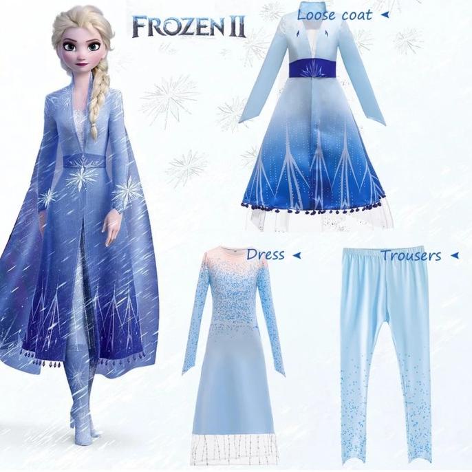 Baju Elsa Frozen 2 Princess Anak / Kostum Elsa Frozen 2 Baru 3pcs CG76