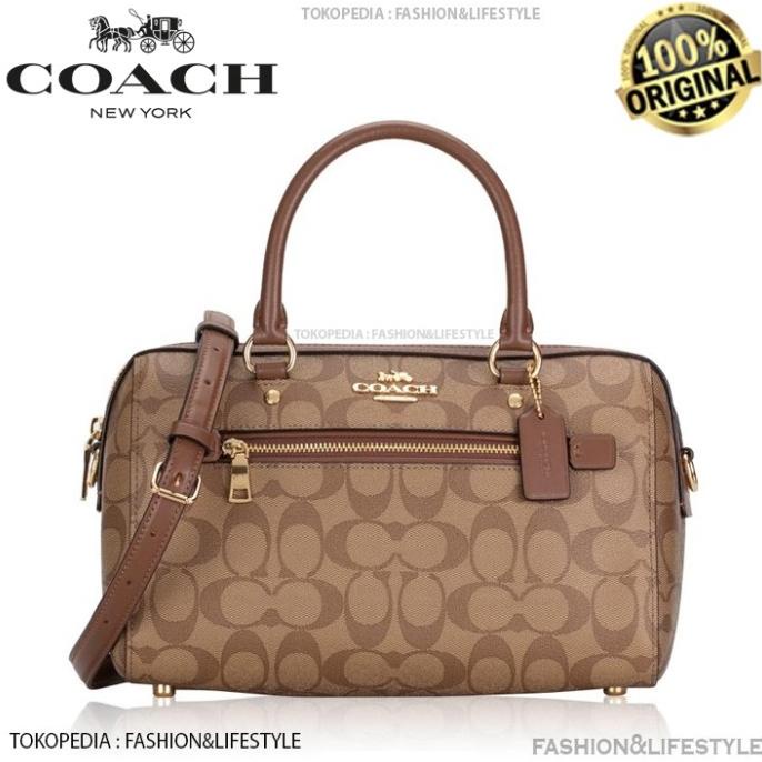 Coach Signature Rowan Satchel Khaki Saddle - Tas Coach Original 100%