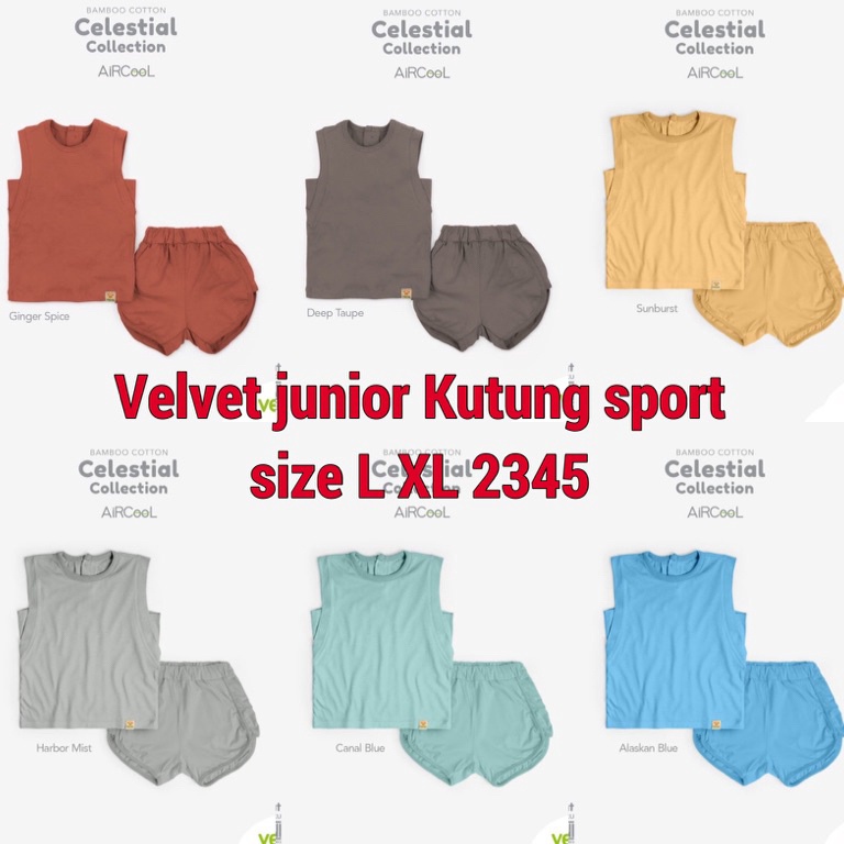 Booming.. KUTUNG SPORT Celestial Velvet Junior Stelan Kutung Anak L XL 2345