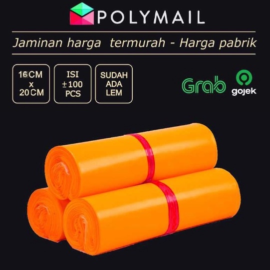 

LM63 POLYMAILER ±100PCS 16x20CM ORANGE GLOSSY PLASTIK PACKING ➝Buruan Beli