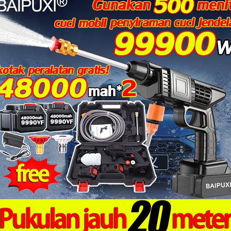 Ready.. Gratis 10 Baterai BAIPUXI Alat cuci mobil High pressure cleaner 299VF 280bar 25000kpa Built 