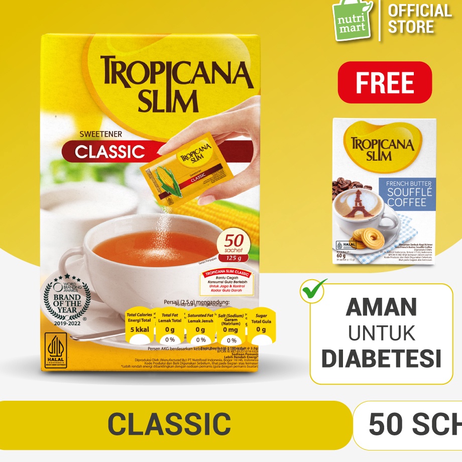 

➘✣✰ Tropicana Slim Sweetener Classic 50 Sachet - Pemanis untuk Bantu Batasi Gula Terlaris