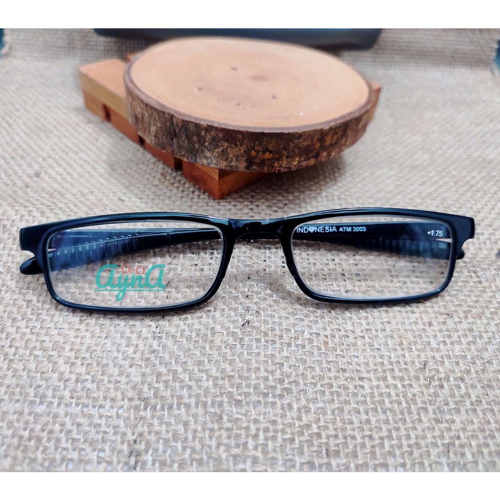 FRAME AT303 | Kacamata Baca Kotak Kecil Unisex Bahan Plastik Lentur Ukuran Kecil Lensa Jernih Untuk 
