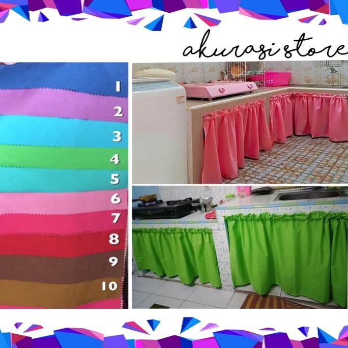 Terbaru Waterproof Gorden Kolong Dapur Polos Tirai Waterproof Anti Air