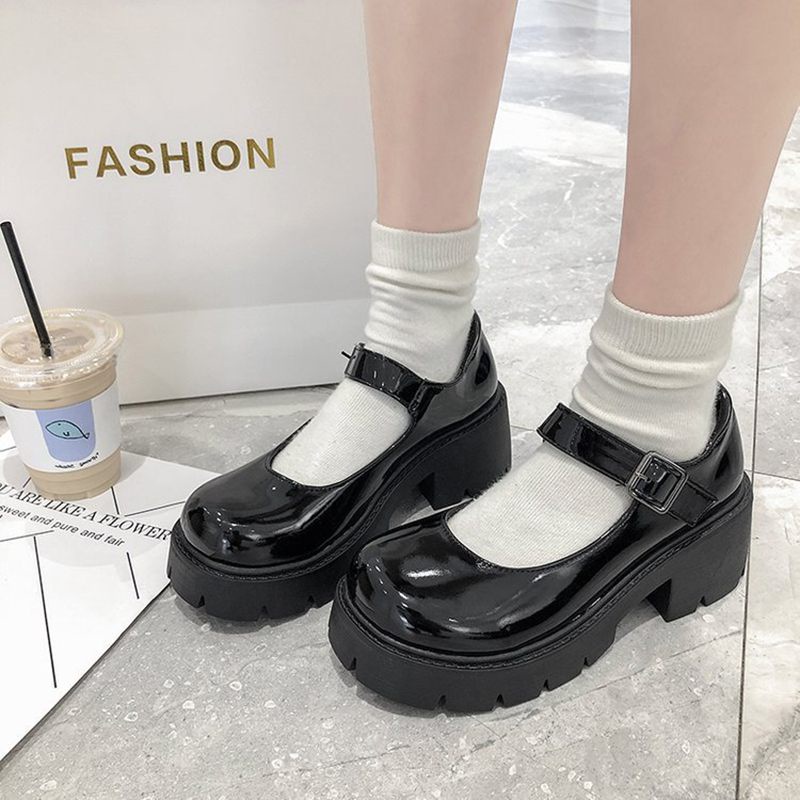 ❤Student Shoes College Girl Lolita Mary Jane Shoes Women Creepers Cosplay Jk Heart-Shaped Japanese S