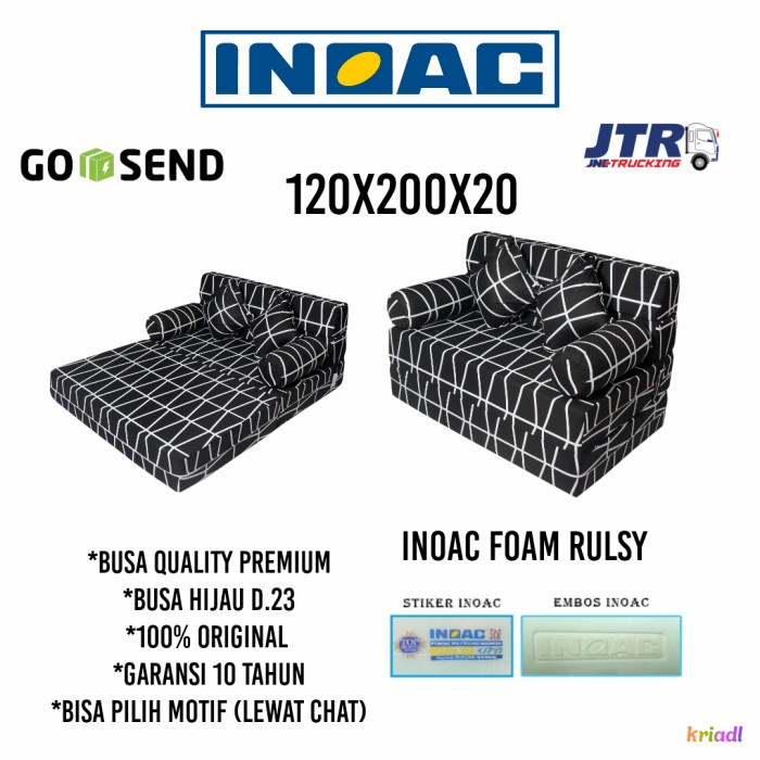 Terlaris Sofa Bed Inoac Original 120X200X20 Cm Garansi 10Th