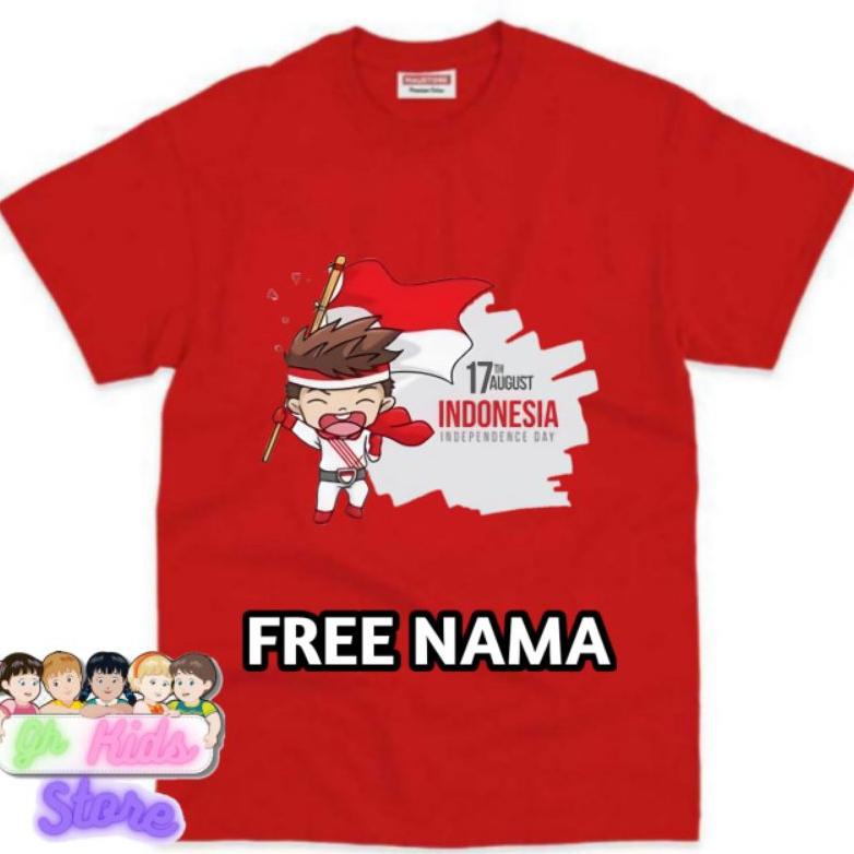 Baju Anak Kaos Anak Gambar  17 Agustus Free Nama