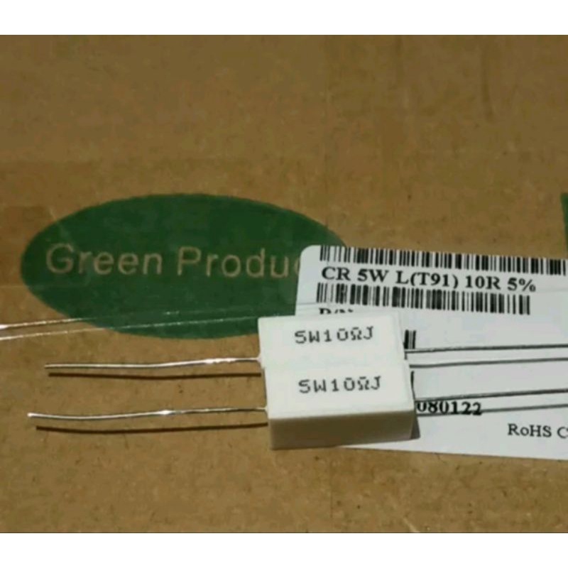 Resistor 10 Ohm 5 Watt Ori Green Product ROHS Compliant